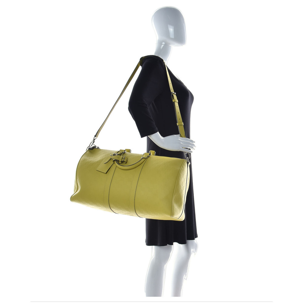 Louis Vuitton Keepall Bandouliere Bag Damier Infini Leather 45 in Vert Acide - Picture 4 of 14